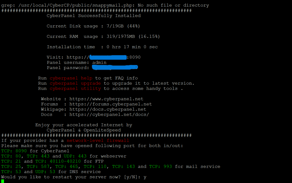 cyberpanel installation