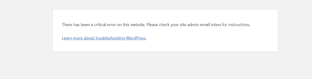 critical error on wordpress website